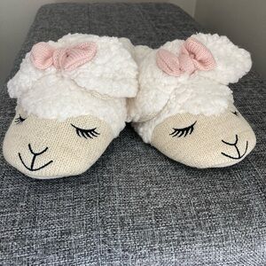 Bath & Body Works Cream and Pink Lamb Slippers